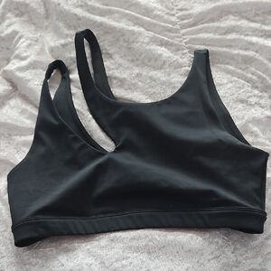 Zumba Fitness Black Sports Bra BUTTERFLY STYLE DOUBLE STRAP ONE SHOULDER NWT